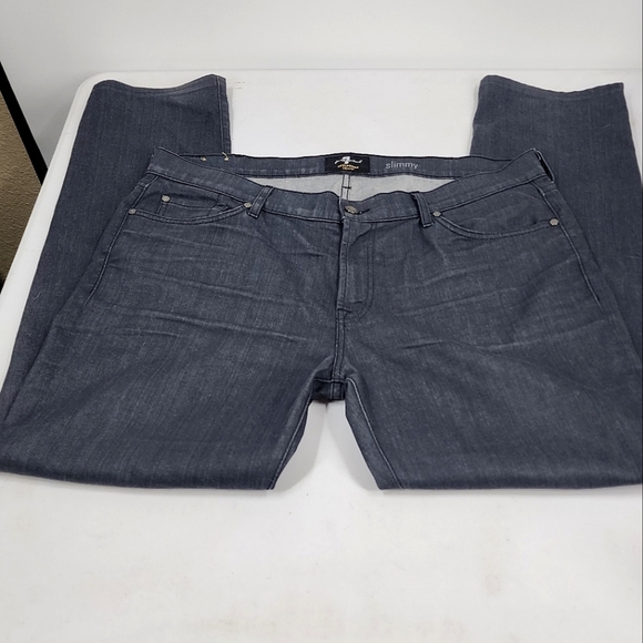 7 For All Mankind Slimmy Foolproof Denim Dark Gray Jeans 40 Inseam 32 - Picture 2 of 7
